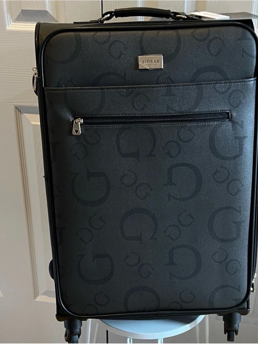 GUESS Logo Debossed Black Rolling Suitcase 24 “
